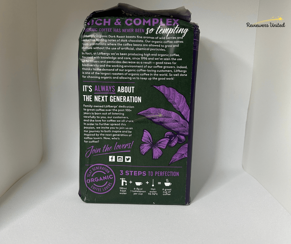 Löfbergs Organic Dark Roast Ground Coffee, 450g